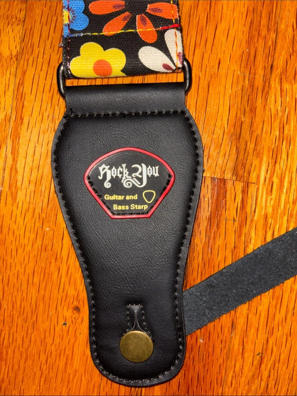 Floral Guitar Strap - Black with Multicolor Flowers